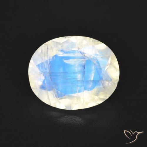 2.77ct Natural Bluish White Rainbow Moonstone, Oval, Transparent