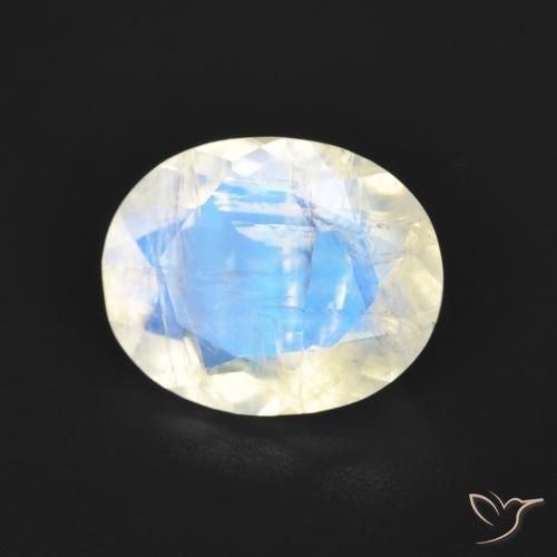 2.77 ct White Rainbow Moonstone Stone, Natural Rainbow Moonstone in Oval Facet Shape for Sale