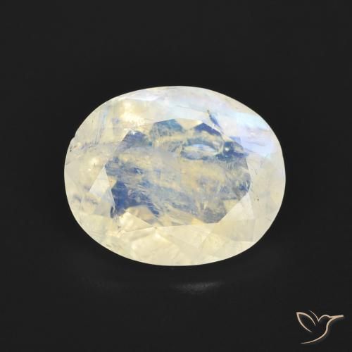 2.68ct Natural Bluish White Rainbow Moonstone, Oval, Transparent