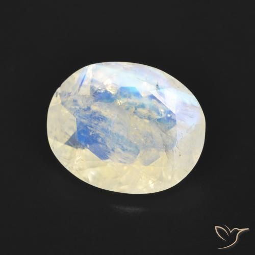2.68 ct White Rainbow Moonstone Stone, Natural Rainbow Moonstone in Oval Facet Shape for Sale