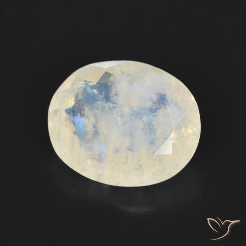 2.69 ct White Rainbow Moonstone Stone, Natural Rainbow Moonstone in Oval Facet Shape for Sale