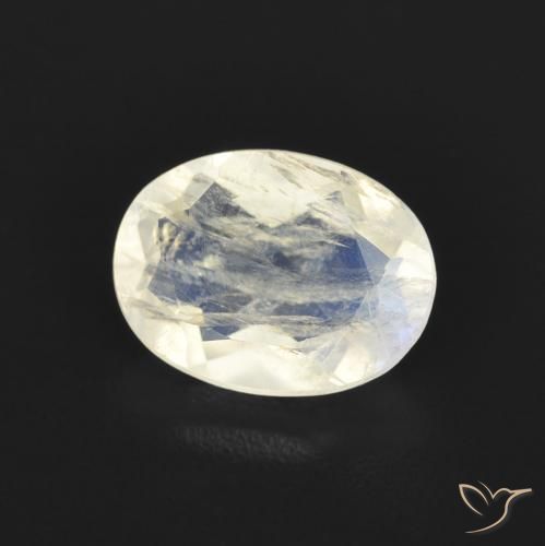 1.15 ct White Rainbow Moonstone Stone, Natural Rainbow Moonstone in Oval Facet Shape for Sale