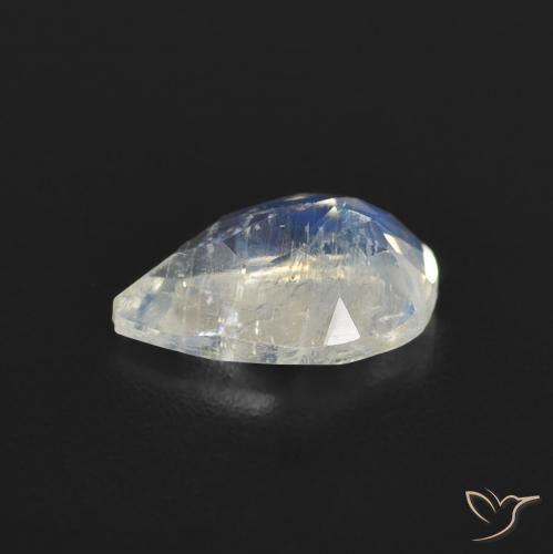 Rainbow Moonstone Gemstone in 8.1 x 5.4 mm Size for Sale, Rainbow Moonstone Stone in Bluish White Color