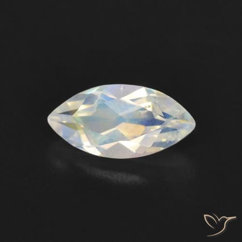 0.52 ct White Rainbow Moonstone Stone, Natural Rainbow Moonstone in Marquise Facet Shape for Sale