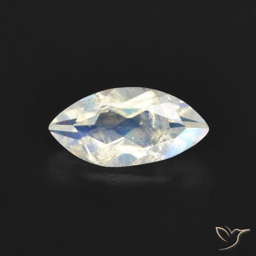 0.51ct Natural Bluish White Rainbow Moonstone, Marquise, Transparent