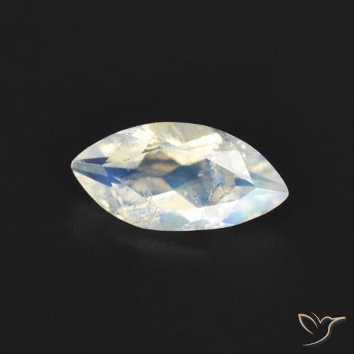 0.51 ct White Rainbow Moonstone Stone, Natural Rainbow Moonstone in Marquise Facet Shape for Sale