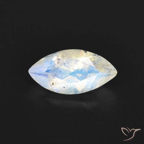 0.55ct Natural Bluish White Rainbow Moonstone, Marquise, Transparent