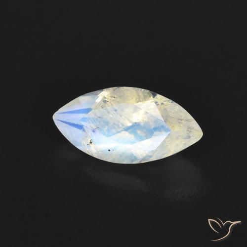 0.55 ct White Rainbow Moonstone Stone, Natural Rainbow Moonstone in Marquise Facet Shape for Sale
