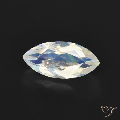 0.61 ct White Rainbow Moonstone Stone, Natural Rainbow Moonstone in Marquise Facet Shape for Sale
