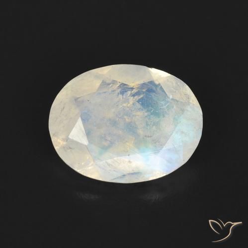1.36ct Natural Bluish White Rainbow Moonstone, Oval, Transparent