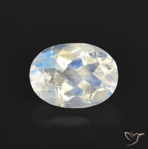1.22ct Natural Bluish White Rainbow Moonstone, Oval, Transparent