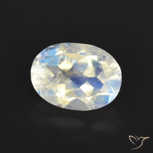 1.22 ct White Rainbow Moonstone Stone, Natural Rainbow Moonstone in Oval Facet Shape for Sale