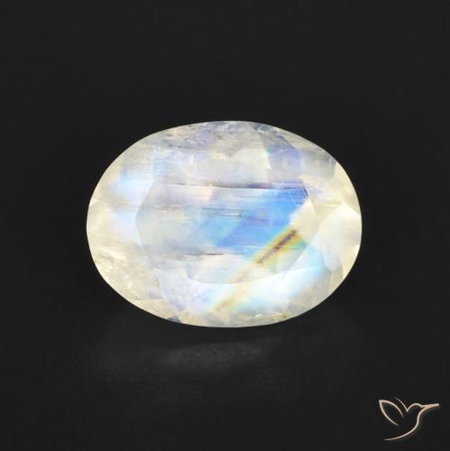 1.21ct Natural Bluish White Rainbow Moonstone, Oval, Transparent