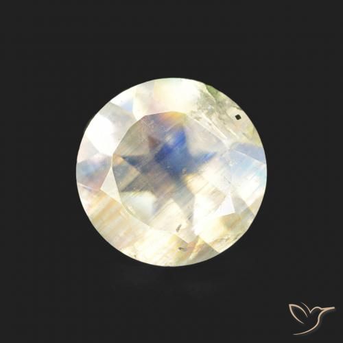 0.68ct Natural Bluish White Rainbow Moonstone, Round, Transparent