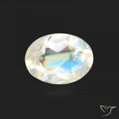 1.03ct Natural Bluish White Rainbow Moonstone, Oval, Transparent