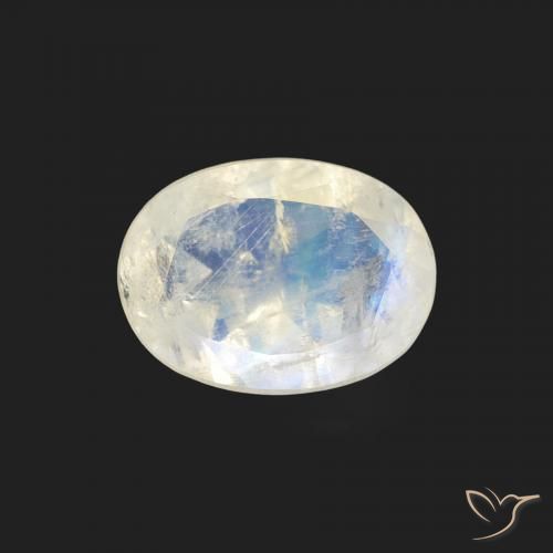 1.07ct Natural Bluish White Rainbow Moonstone, Oval, Transparent