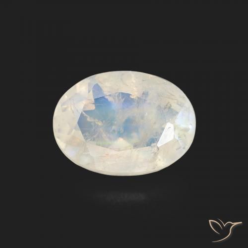 1.10ct Natural Bluish White Rainbow Moonstone, Oval, Transparent