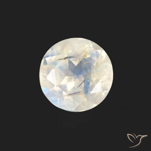 0.47ct Natural Bluish White Rainbow Moonstone, Round, Transparent