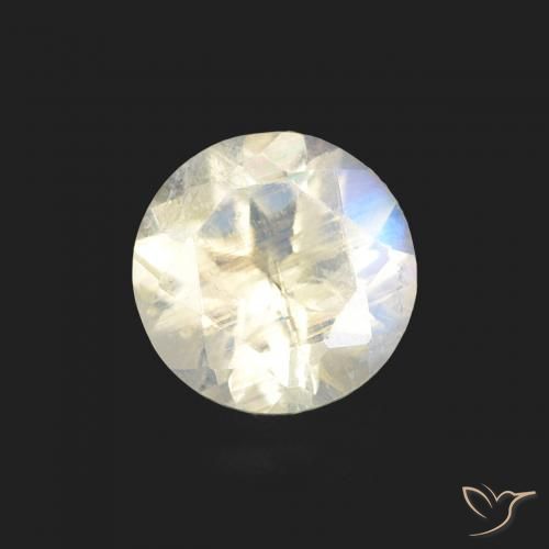 0.49ct Natural Bluish White Rainbow Moonstone, Round, Transparent