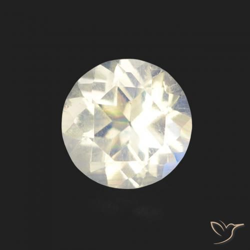0.48 ct White Rainbow Moonstone Stone, Natural Rainbow Moonstone in Round Facet Shape for Sale