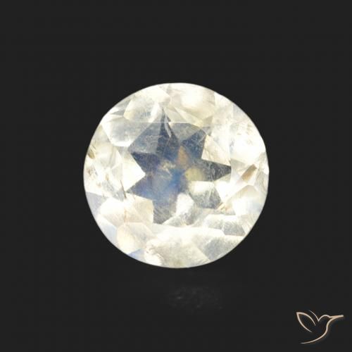 0.66ct Natural Bluish White Rainbow Moonstone, Round, Transparent