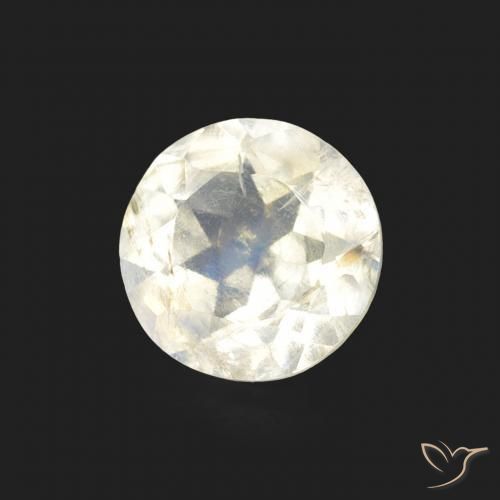 0.66 ct White Rainbow Moonstone Stone, Natural Rainbow Moonstone in Round Facet Shape for Sale