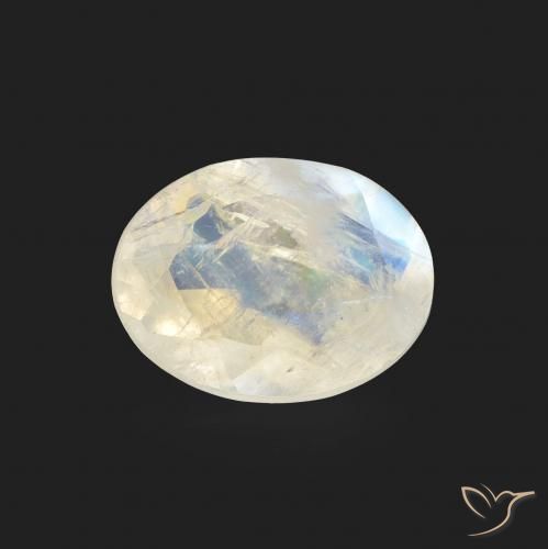 1.15ct Natural Bluish White Rainbow Moonstone, Oval, Transparent