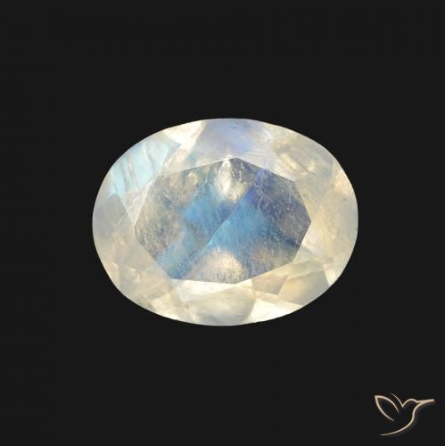 1.28ct Natural Bluish White Rainbow Moonstone, Oval, Transparent