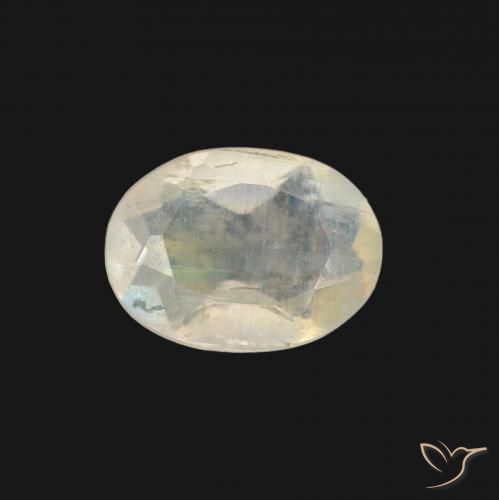 0.97ct Natural Bluish White Rainbow Moonstone, Oval, Transparent