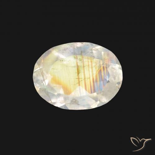 1.19ct Natural Bluish White Rainbow Moonstone, Oval, Transparent