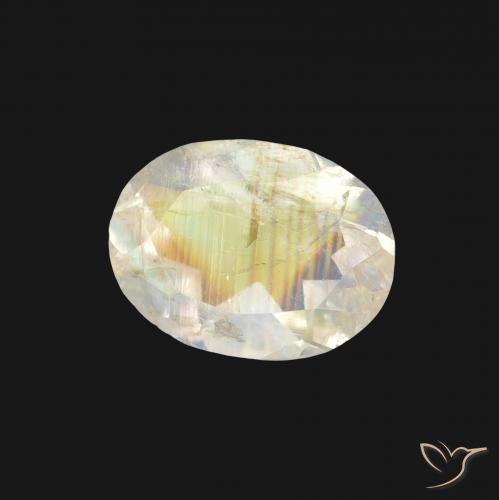 1.19 ct White Rainbow Moonstone Stone, Natural Rainbow Moonstone in Oval Facet Shape for Sale