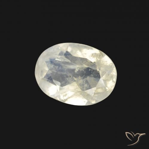 1.04 ct White Rainbow Moonstone Stone, Natural Rainbow Moonstone in Oval Facet Shape for Sale
