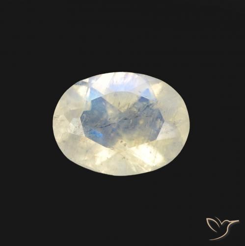 1.23ct Natural Bluish White Rainbow Moonstone, Oval, Transparent