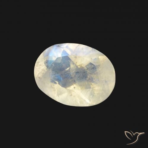 1.23 ct White Rainbow Moonstone Stone, Natural Rainbow Moonstone in Oval Facet Shape for Sale