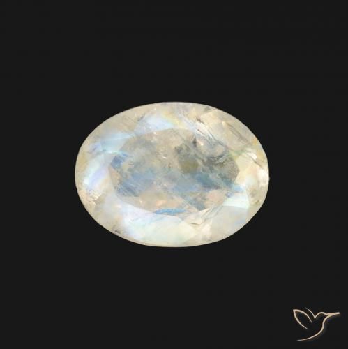1.11ct Natural Bluish White Rainbow Moonstone, Oval, Transparent, Photo A
