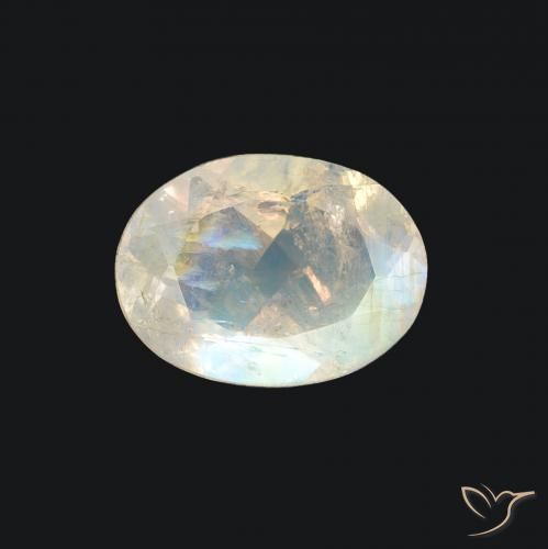 1.16ct Natural Bluish White Rainbow Moonstone, Oval, Transparent