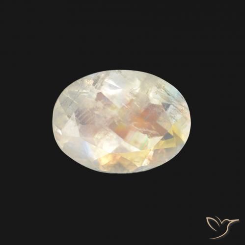 1.21ct Natural Bluish White Rainbow Moonstone, Oval, Transparent