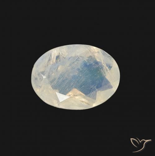 1.01ct Natural Bluish White Rainbow Moonstone, Oval, Transparent