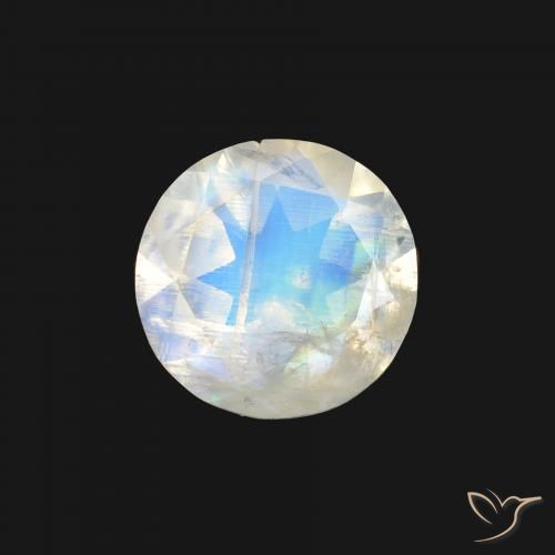 1.04ct Natural Bluish White Rainbow Moonstone, Round, Transparent