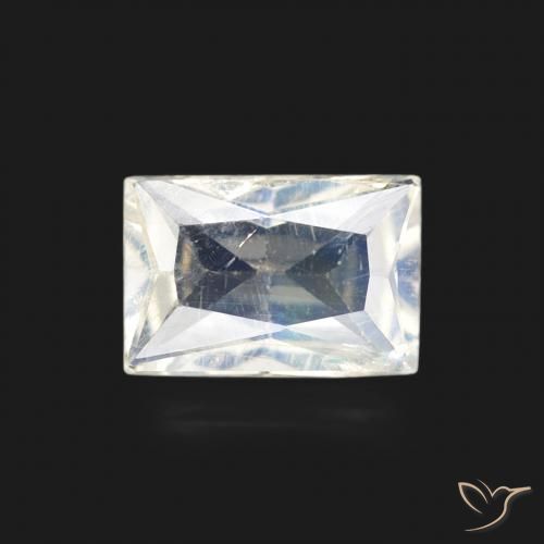 0.48ct Natural Bluish White Rainbow Moonstone, Baguette, Transparent