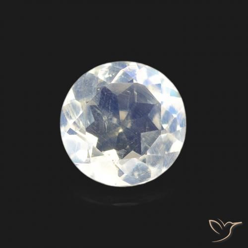 0.52ct Natural Bluish White Rainbow Moonstone, Round, Transparent