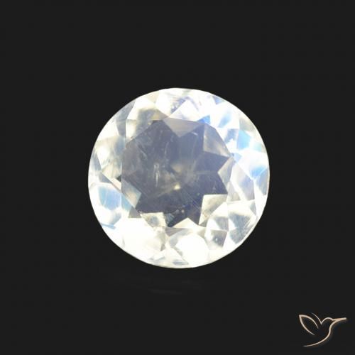 0.52 ct White Rainbow Moonstone Stone, Natural Rainbow Moonstone in Round Facet Shape for Sale