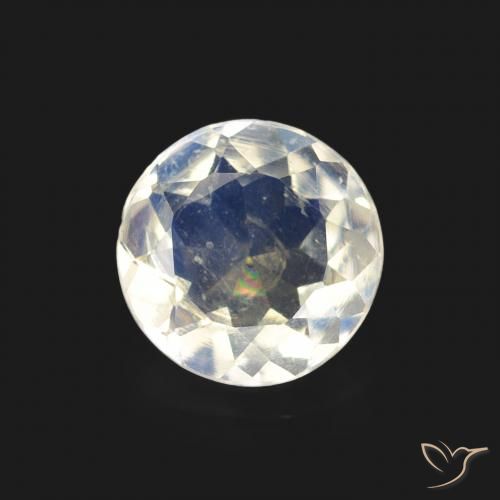 0.54ct Natural Bluish White Rainbow Moonstone, Round, Transparent