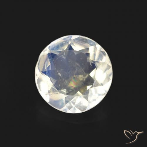 0.54 ct White Rainbow Moonstone Stone, Natural Rainbow Moonstone in Round Facet Shape for Sale