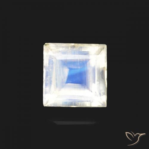 0.33ct Natural Bluish White Rainbow Moonstone, Square, Transparent
