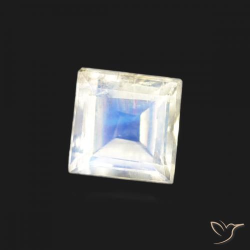 0.33 ct White Rainbow Moonstone Stone, Natural Rainbow Moonstone in Square Facet Shape for Sale