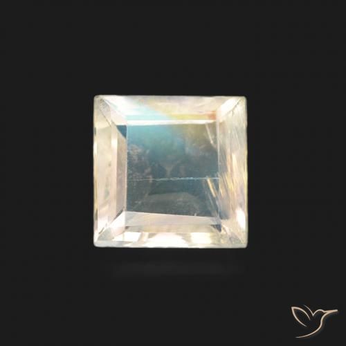 0.50ct Natural Bluish White Rainbow Moonstone, Square, Transparent