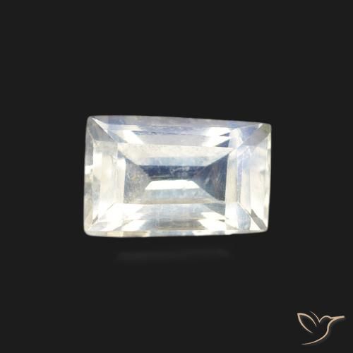 0.60ct Natural Bluish White Rainbow Moonstone, Baguette, Transparent