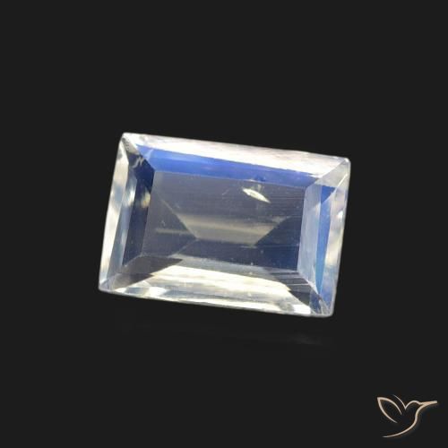 0.44 ct White Rainbow Moonstone Stone, Natural Rainbow Moonstone in Baguette Facet Shape for Sale
