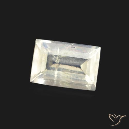 0.46 ct White Rainbow Moonstone Stone, Natural Rainbow Moonstone in Baguette Facet Shape for Sale